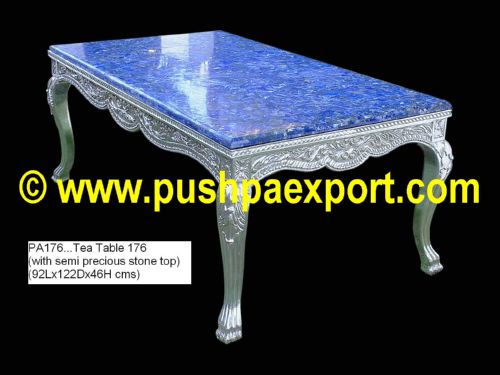 Silver Tea Table (with semi precious stone table top)
